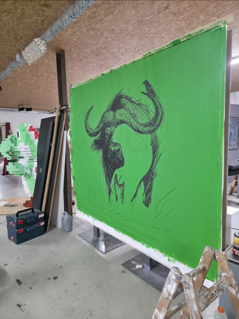 THE WALL HAS EYES im Entstehungsprozess im Atelier von Martin Lingens