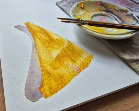Aquarell, Tulpe mit Aquarellfarben, Kadmiumgelb, Zitronengelb, Blumen malen, Blumen mit Aquarellfarben malen, wie man Blumen mit Aquarellfarben malt, Videoanleitung, Aquarell Anleitung, botanisches Aquarell, Blumenillustration, Musterdesign, Textildesign