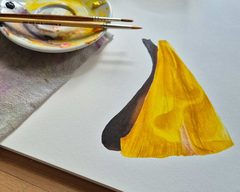 Aquarell, Tulpe mit Aquarellfarben, Kadmiumgelb, Zitronengelb, Blumen malen, Blumen mit Aquarellfarben malen, wie man Blumen mit Aquarellfarben malt, Videoanleitung, Aquarell Anleitung, botanisches Aquarell, Blumenillustration, Musterdesign, Textildesign