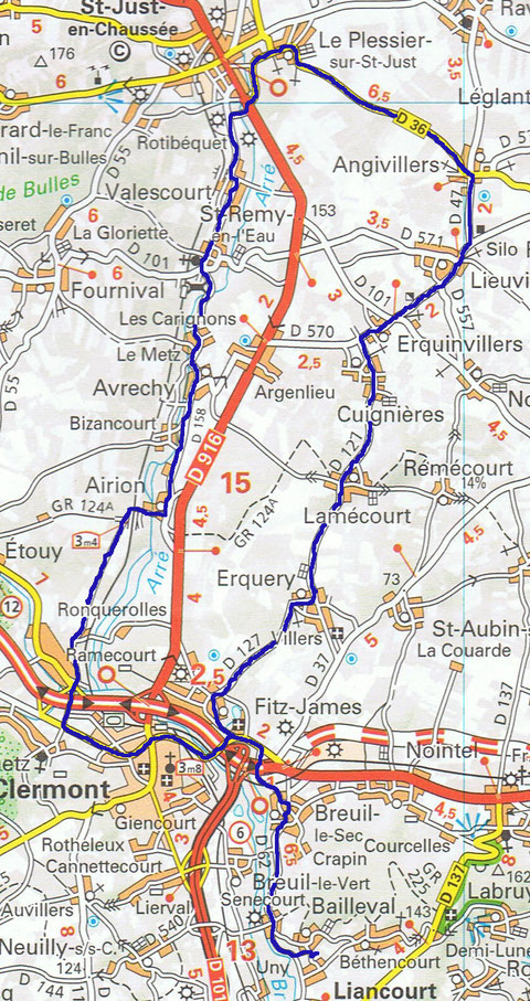 Cyclo de Bailleval - Parcours de 55 km du 20 octobre 2019