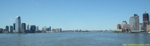 A gauche le New Jersey, à droite South Manhattan