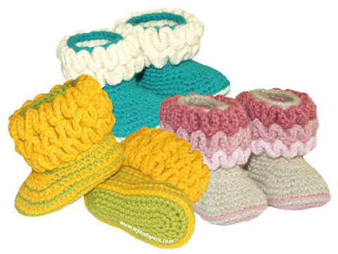 Tutorial: botitas con ondas para bebes (wiggle crochet baby booties free tutorial)