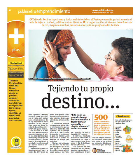 Tejiendoperu en Publimetro edición Perú