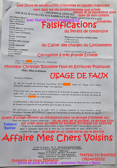 AFFAIRE MES CHERS VOISINS  LRAR du 30 Mars 2021 SCI Marc ANTONINI & ASSOCIES Faux Criminels en Bandes Organisées www.jenesuispasunchien.fr www.jesuispatrick.fr www.jesuisvictime.fr