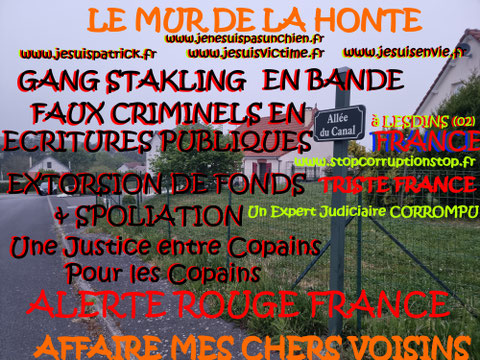 Falsification du permis de Construire et du cahier des charges du lotissement Faux en Ecriture Publique Monsieur Christian ROUSSELLE un Expert Judiciaire CORROMPU victime de GANG STAKLING  www.jesuispatrick.fr AFFAIRE MES CHERS VOISINS