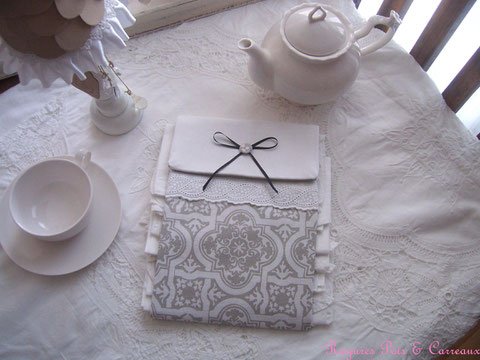 Grand Présentoir pour serviettes d'invités " Azulejos et Campagne Chic " Pr0112171