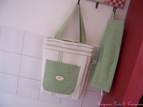 Grand Sac/cabas cuisine et jardin " Rose éternelle" -26euros (frais de port compris)- réf: Sac0820171