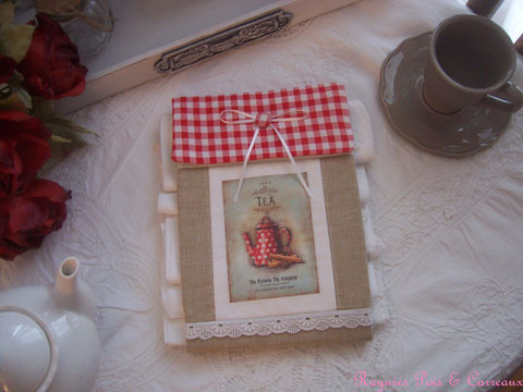 Long présentoir pour serviettes d'invités imprimé shabby " the victoria tea company" - Pr1025171 -