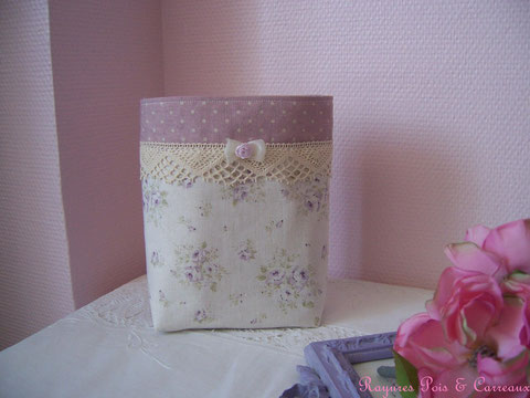 Vide-Poche Panière Shabby de Roses et de Lin -16euros (frais de port compris)- réf: VP0628141