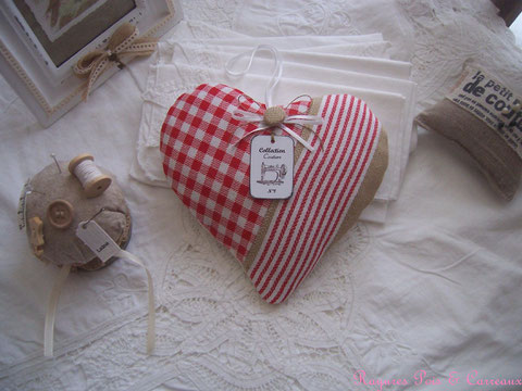 *** nouvelle collection shabby couture *** grand coussin de porte déco / coeur de lavande " campagne chic et couture " - cl0109181-