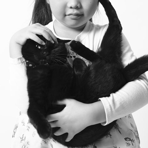 猫を抱きかかえた女の子