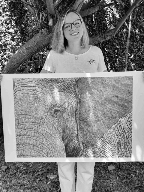 Sous tes yeux, Elephant,  Collection Terre Rouge - Dessin Crayon graphite - Atelier Capucine Minot