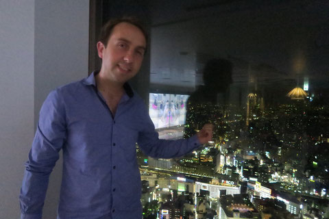 Oisin MacDiarmada on the top floor of Sunshine 60 Building in Tokyo