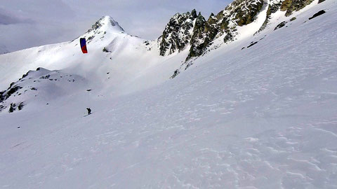 snowkite au Grand Galibier /tête noire