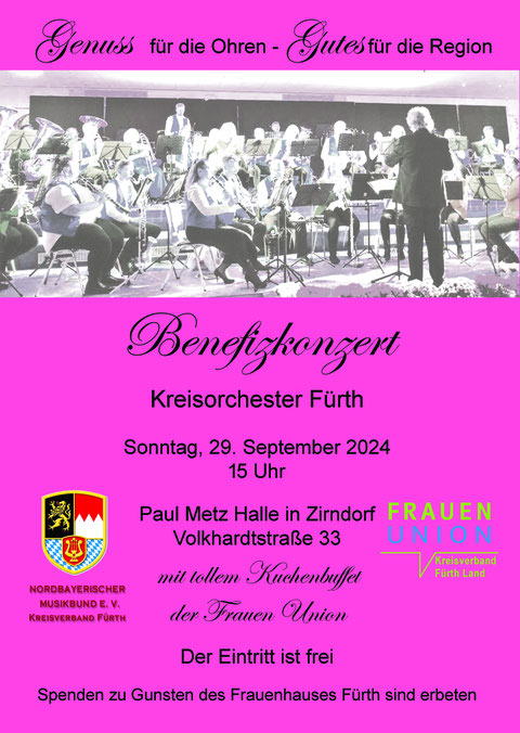 Spendenübergabe an das Frauenhaus Fürth gemeinsam mit dem Nordbayerischen Musikbund