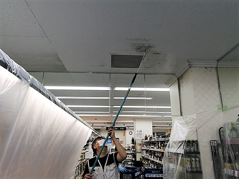 カビ除去作業中