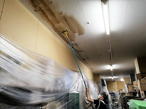カビ除去作業中