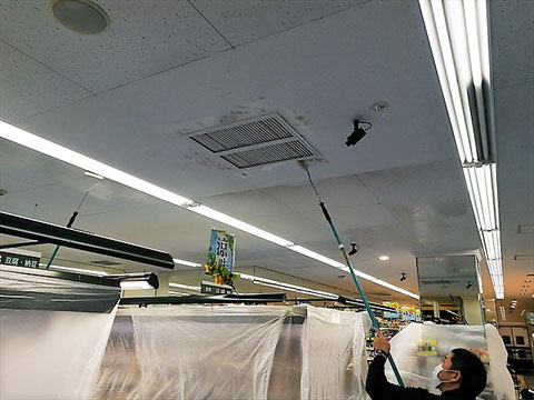 カビ除去作業中