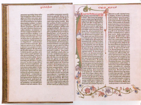 Famosa Biblia de Gutenberg,primer libro impreso, se esforzaron por mantener su parecido al bello libro manuscrito, conservando la caligrafía gótica.