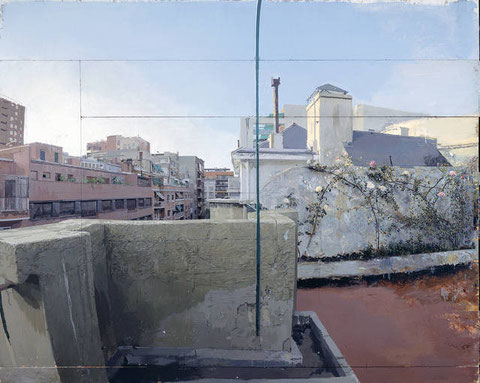 Terraza de Lucio,1962-1990,una de las pinturas más reveladoras del artista.Es un rompecabezas de 5 trozos de madera,agregados sucesivamente según el proceso de creación.."Nunca he hecho bocetos.." dice el artista