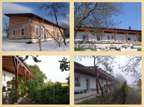 Das Haus für die Jugendbetreuung mit Küche, sanitären Einrichtungen, Aufenthaltsraum und 100 qm überdachte Südterasse für Arbeiten im Freien.