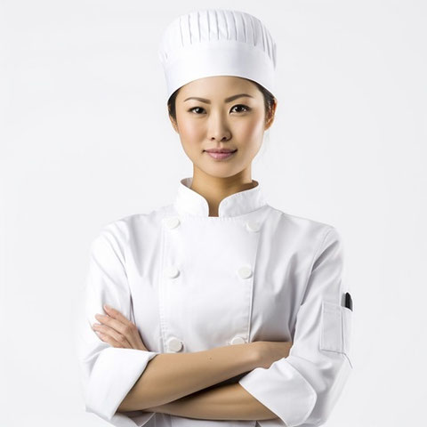 女性、白衣、調理師、料理人、コック、板前、洋食、就職、転職、会社、フリー素材、women, white coat, chef, chef, cook, chef, Western food, employment, career change, company, free material,