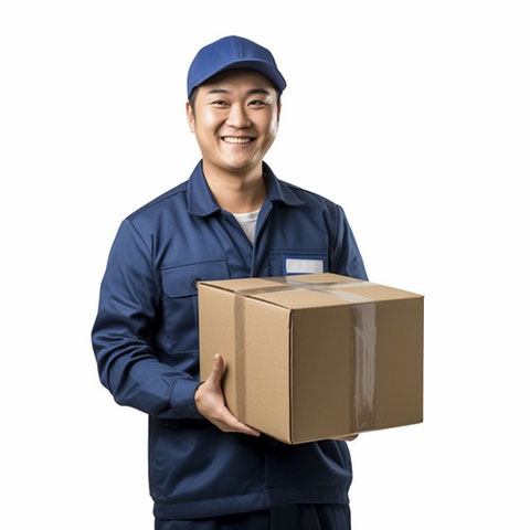 男性、引っ越し、配達員、制服、配送業、段ボール、荷物、運送、就職、転職、会社、フリー素材、Male, moving, delivery person, uniform, delivery industry, cardboard, luggage, transportation, employment, job change, company, free material,