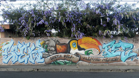 Ein Graffiti in San Ramón; Costa Rica, Alemania, Mexico