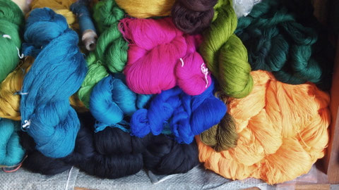 Dyed yarns, Mandalay, Myanmar