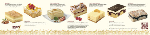 Bienenstich, Obstschnitte, Apfel-Mandelschnitte, Flockenschnitte, Quark-Mandarinenschnitte, Donauwelle, Mohnschnitte, Himberschnitte, ...