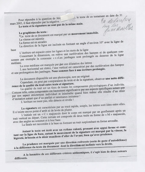 l'expert là, de remarquer : " le document est une photocopie, non un original " !