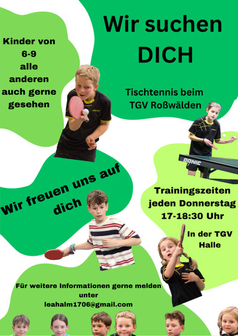 gesucht werden Kinder von 6-9 oder auch älter TRainingszeiten jeden Donnerstag 17-18:30 Uhr in der TGV  Halle