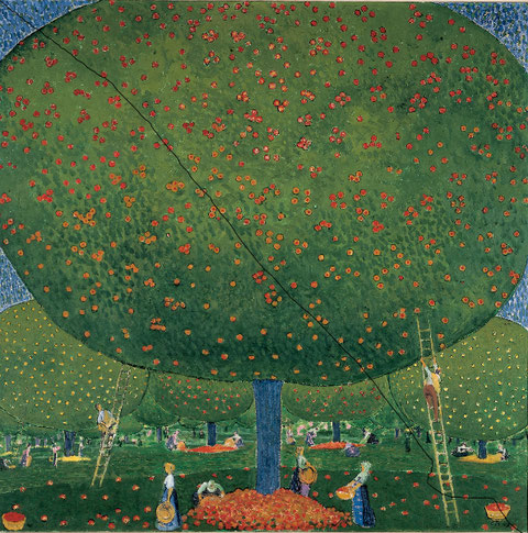 Cuno Amiet (1868 - 1961), Apfelernte, 1907 Öl auf Leinwand, 100 x 100,5 cm, Kunstmuseum Solothurn