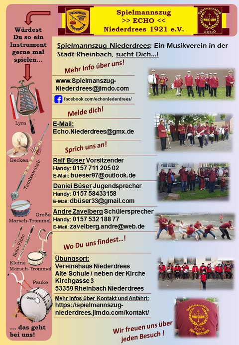 Mitgliederwerbung Spielmannszug / Tamboukorps Niederdrees in Rheinbach