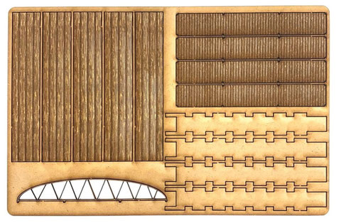 Elements of the gangways as well as planking for the wooden scaffolding