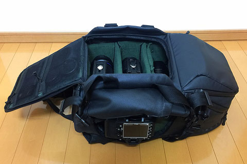 カメラバッグ DGB-P01BK:カメラ機器収納時の様子(2)