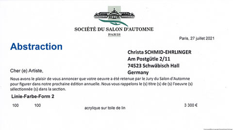 Erfolgreiche Teilnahme am Salon D´Automne Paris 2021