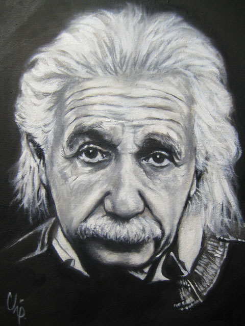 Retrato al Oleo " Albert Einstein " 30X40 cm. Héctor Chavelas