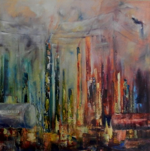 Havenindustrie 2  -  Olieverf op doek  80 x 80 cm 