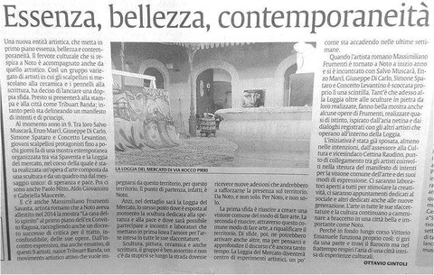 “Essenza, bellezza, contemporaneità”, di Ottavio Gintoli in “La Sicilia” del 28/01/2016