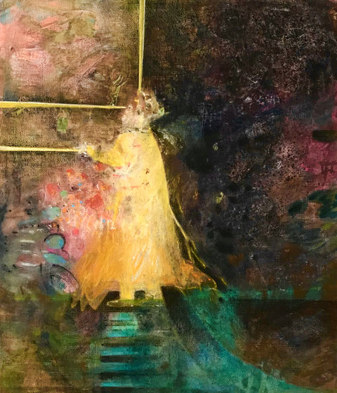 "The seventh step/ die siebte Stufe" | Zeitschichtungen 2023-2025, 60 x 70 cm auf Leinen.
