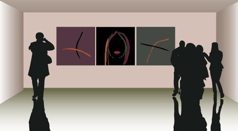 Triptyque visage femme, réaliser par JC Le Gall artiste peintre contemporain. 