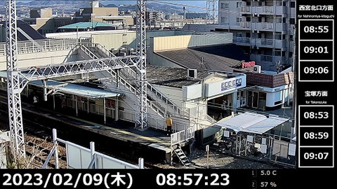 兵庫県の鉄道ライブカメラ｢阪急今津線小林駅｣の平常時のサンプル画像