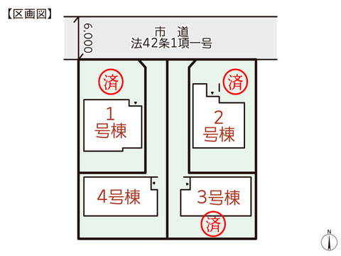 岡山県岡山市北区西長瀬の新築 一戸建て分譲住宅の区画図