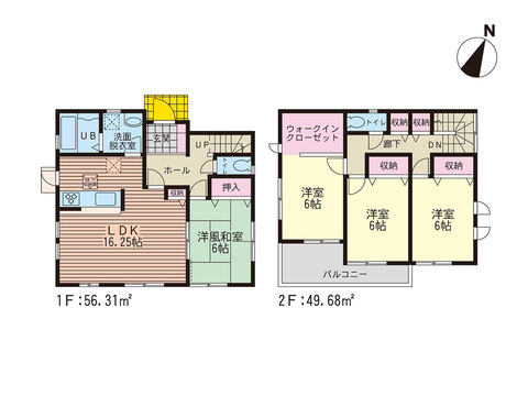 岡山県岡山市中区江並の新築 一戸建て分譲住宅の間取り図