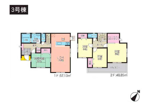 倉敷市船穂町船穂の新築 一戸建て分譲住宅の間取り図