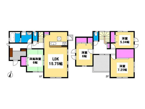 岡山市中区今在家の新築 一戸建て分譲住宅の間取り図