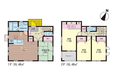 岡山県岡山市中区江並の新築 一戸建て分譲住宅の間取り図