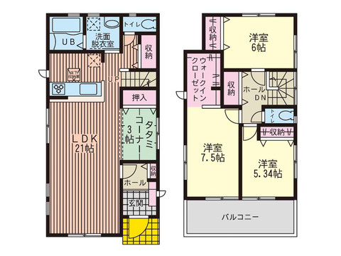 岡山市中区中島の新築 一戸建て分譲住宅の間取り図