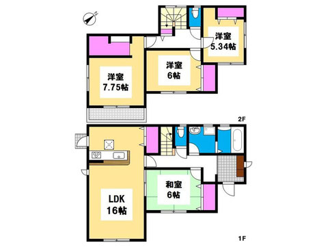 岡山市中区湊の新築 一戸建て分譲住宅の間取り図